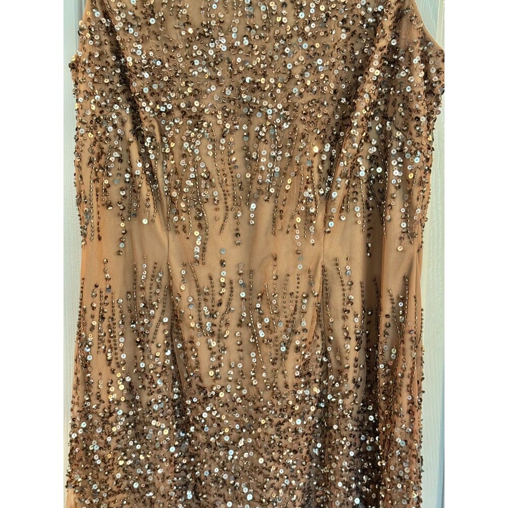 Adrianna Papell Sz 10 NWT Rose Gold Beaded Sequin Cocktail Dress Gatsby Art Deco - Picture 4 of 7